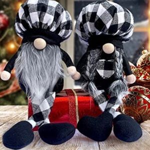 Buffalo Plaid Gnome Shelf SitterDecor Farmhouse Gnomes  Mr Gnome and Mrs Gnome